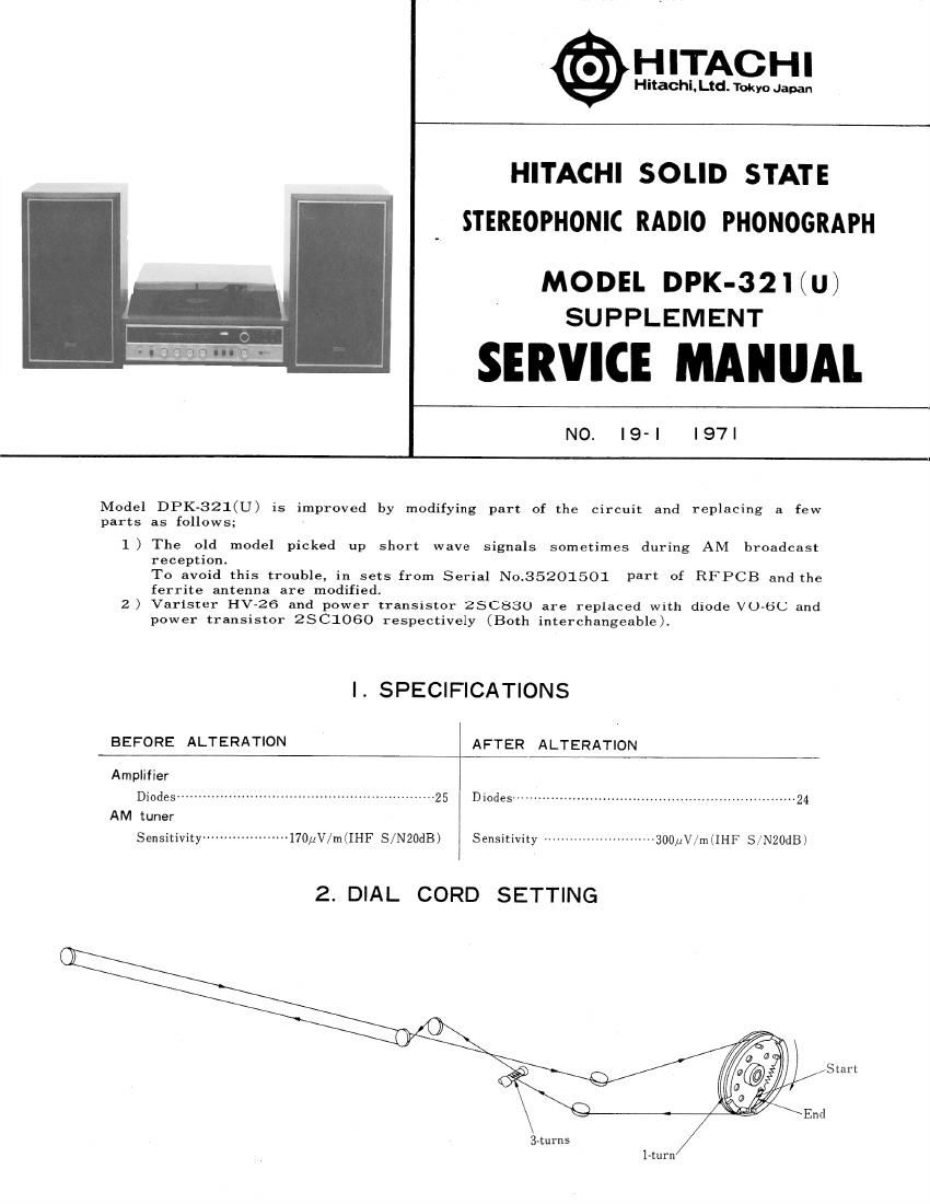 Hitachi DPK 321 U Service Manual