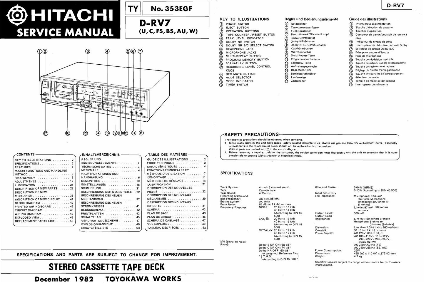 Hitachi DRV 7 Service Manual