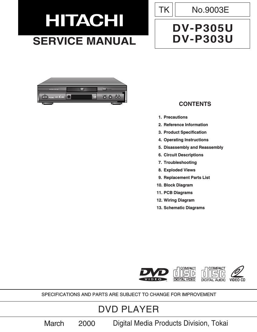 Hitachi DVP 305 U Service Manual