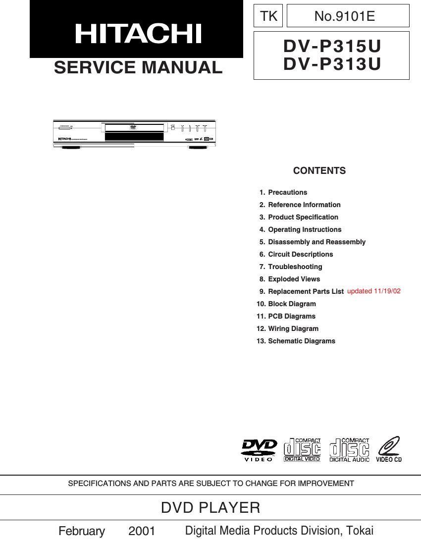 Hitachi DVP 315 U Service Manual
