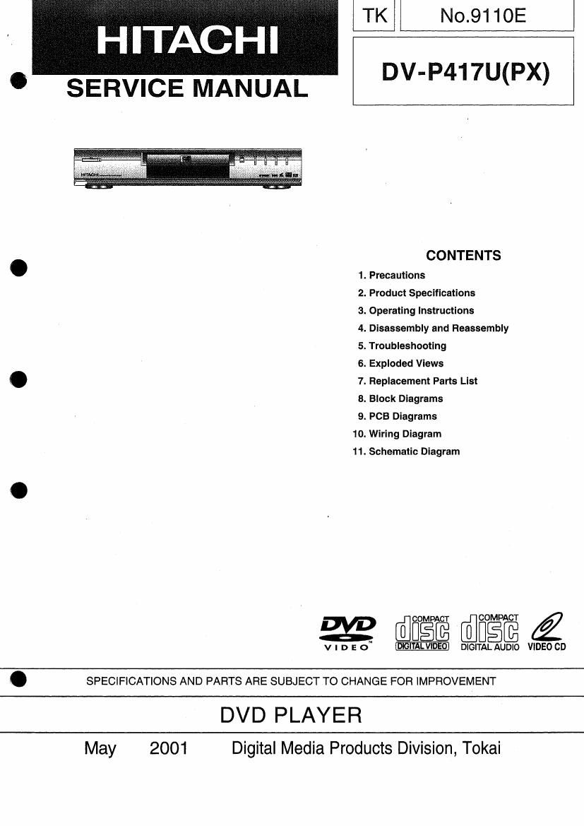 Hitachi DVP 417 U Service Manual