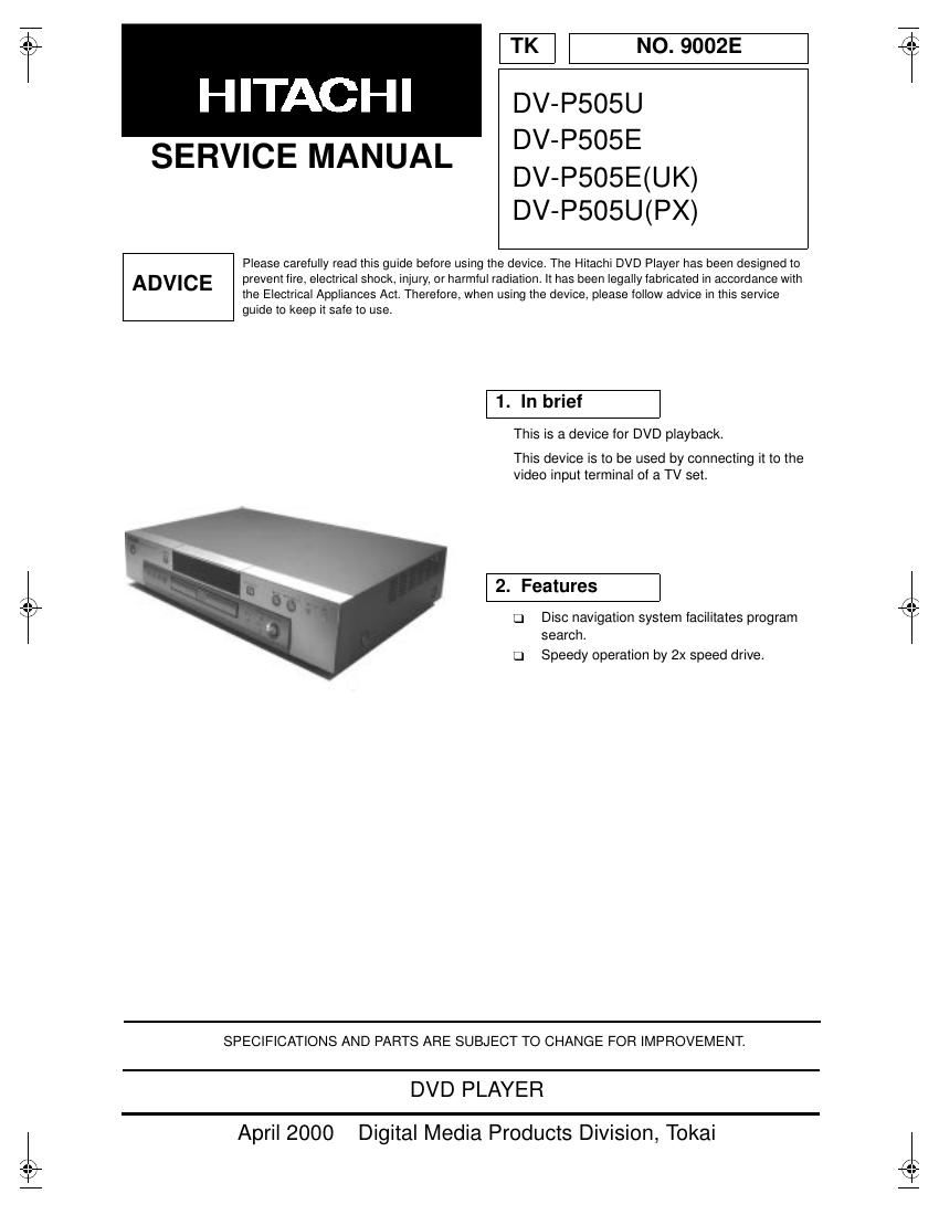 Hitachi DVP 505 E Service Manual