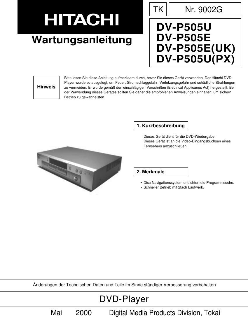 Hitachi DVP 505 Owners Manual