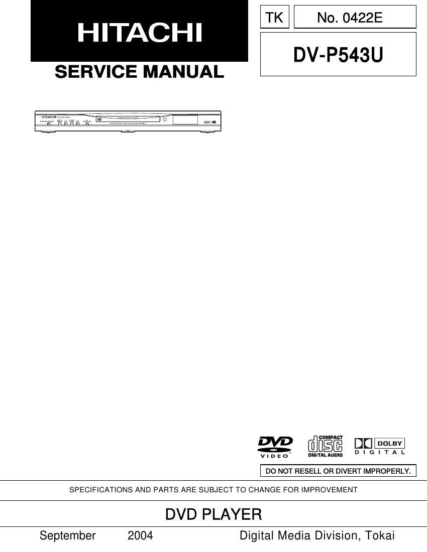 Hitachi DVP 543 U Service Manual