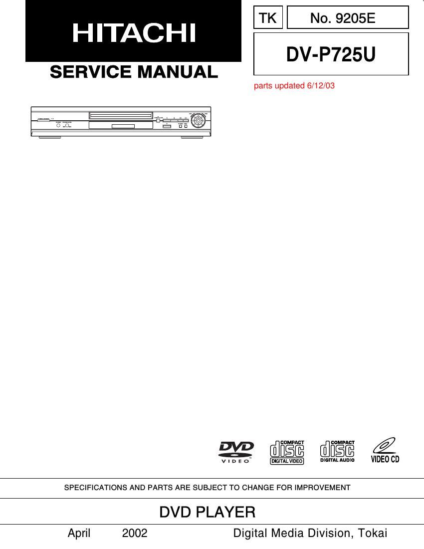 Hitachi DVP 725 U Service Manual