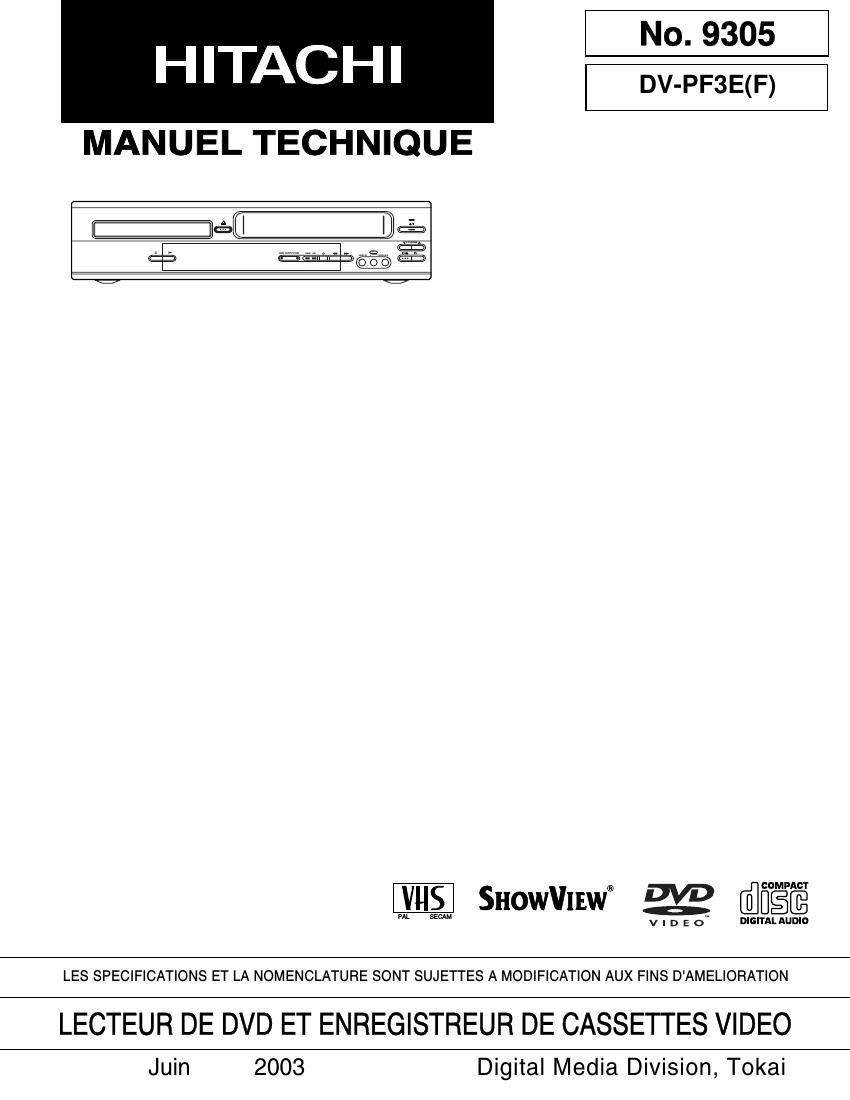 Hitachi DVPF 3 E Service Manual
