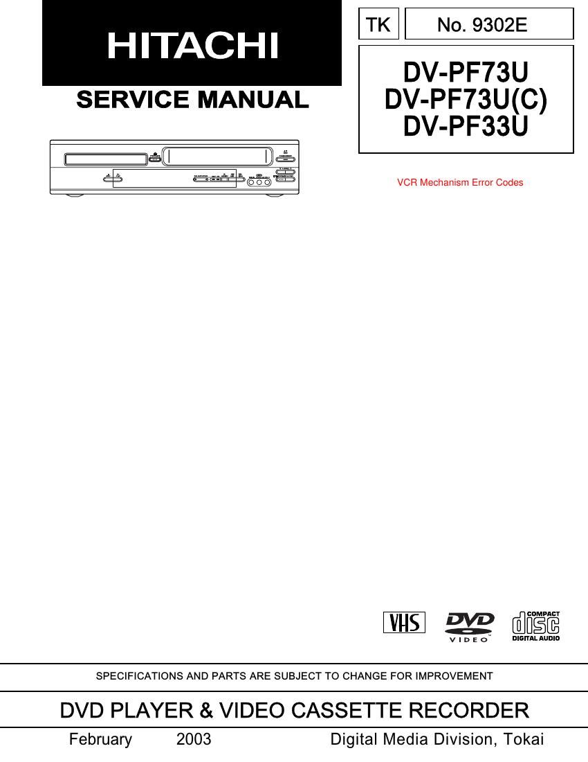 Hitachi DVPF 33 U Service Manual