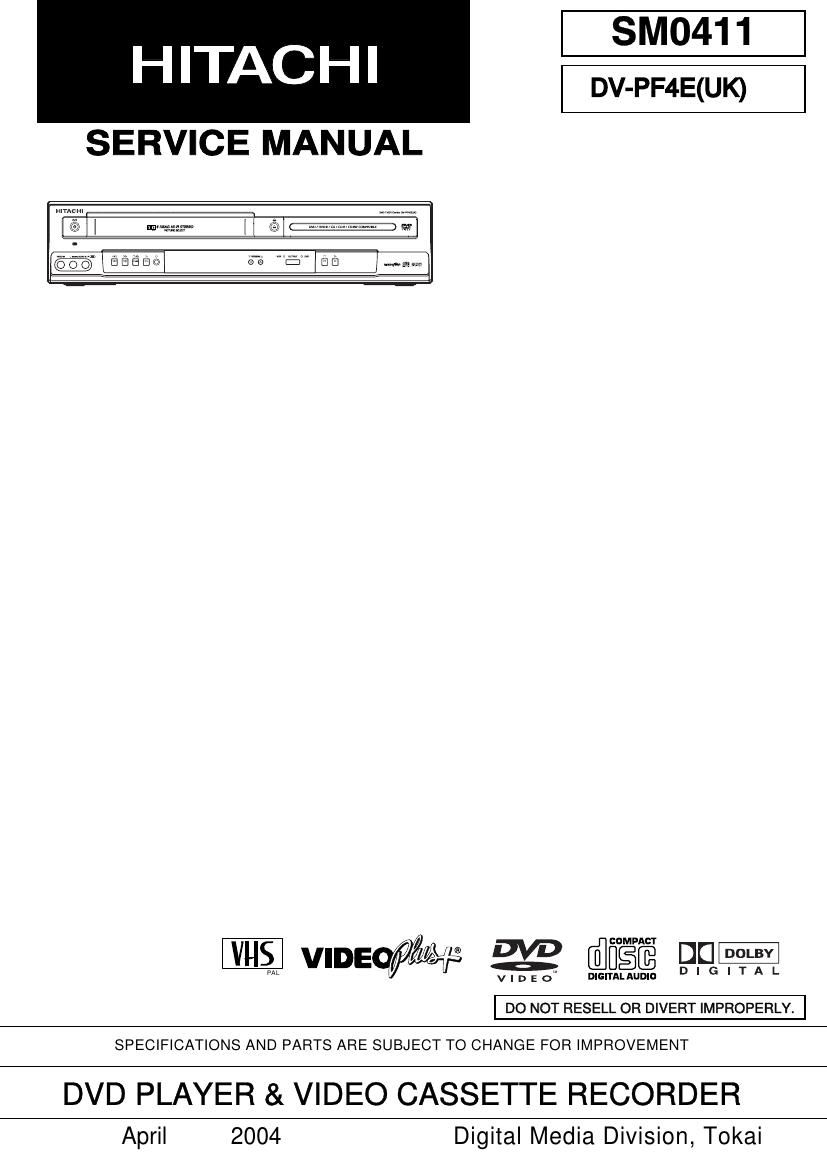 Hitachi DVPF 4 E Service Manual