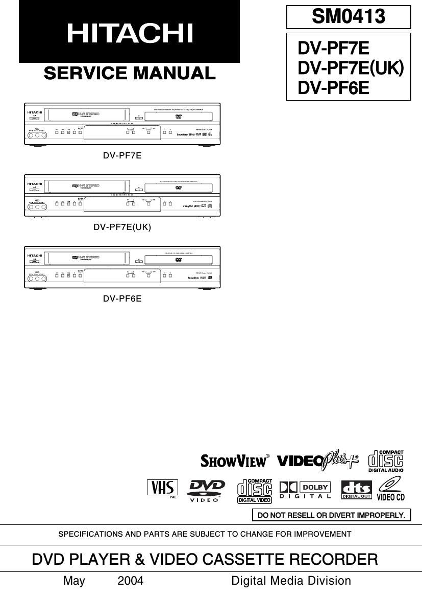 Hitachi DVPF 6 E Service Manual