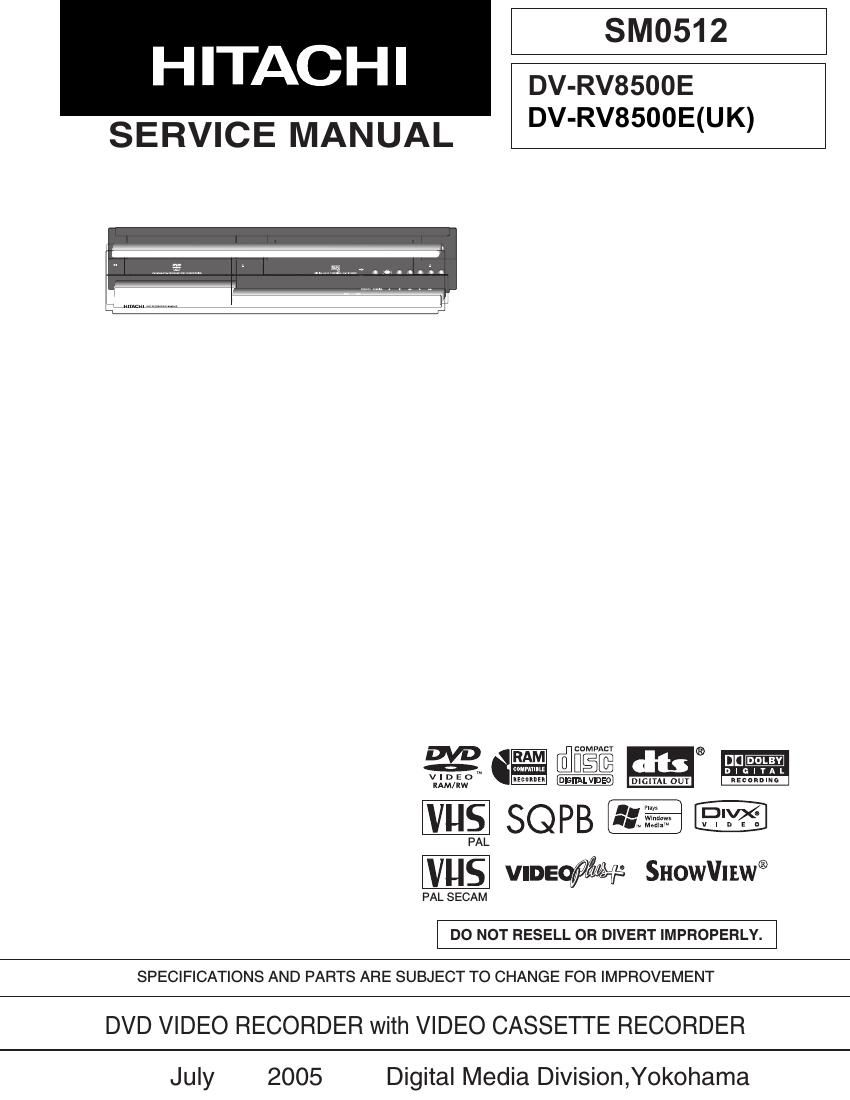 Hitachi DVRV 8500 E Service Manual