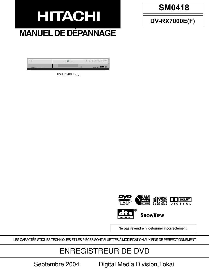 Hitachi DVRX 7000 E Service Manual