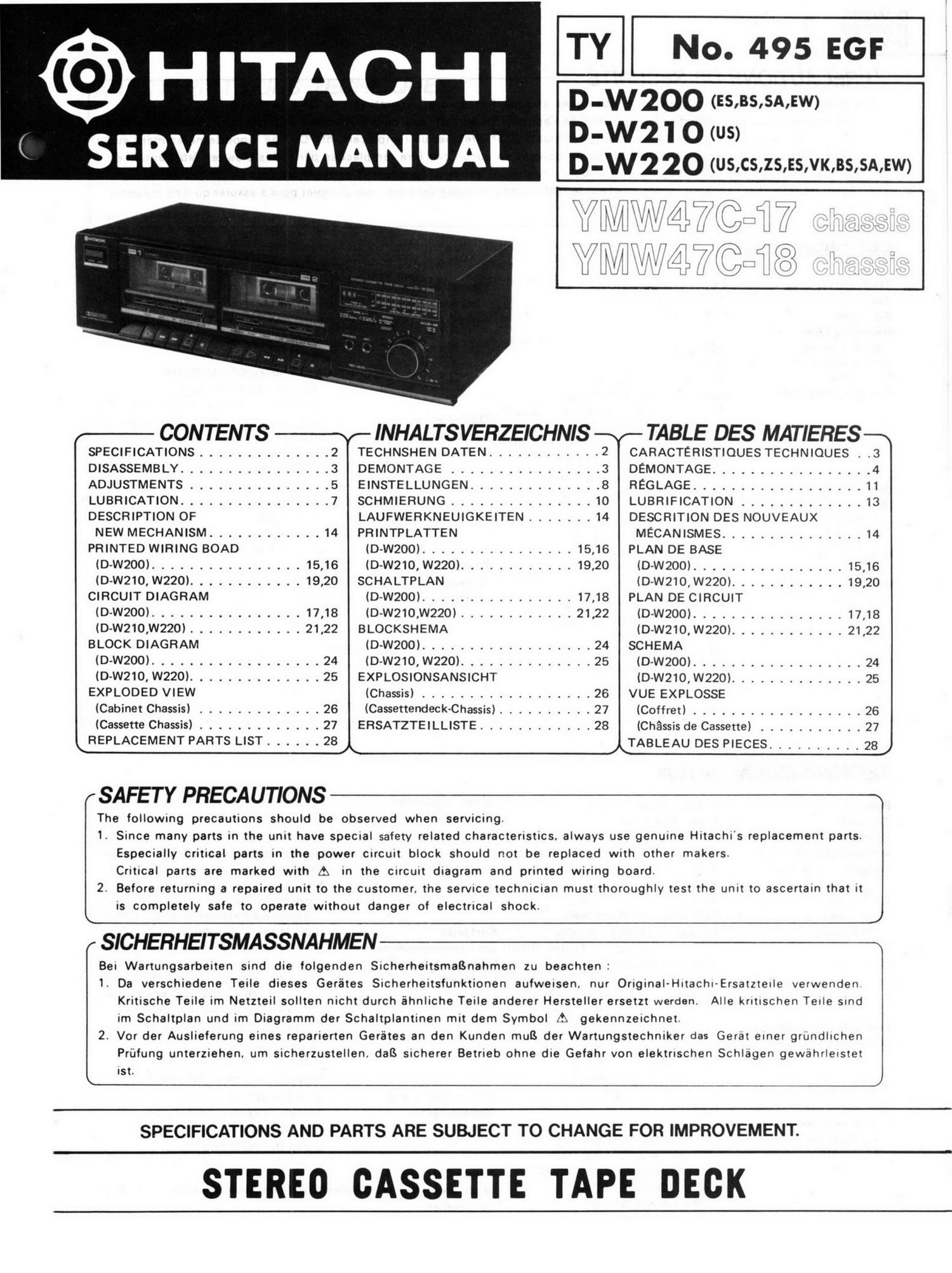 Hitachi DW 200 Schematic