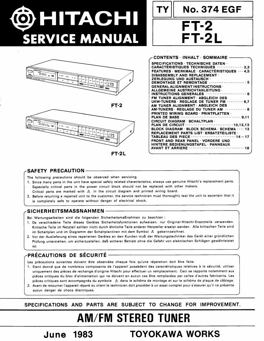 Hitachi FT 2 L Service Manual