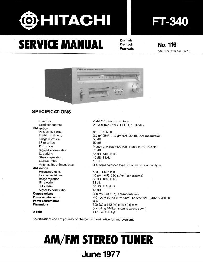 Hitachi FT 340 Service Manual