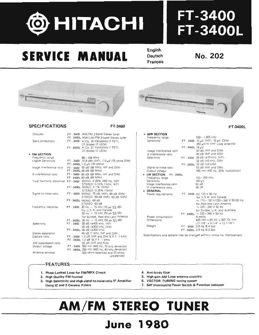 Hitachi FT 3400 L Service Manual
