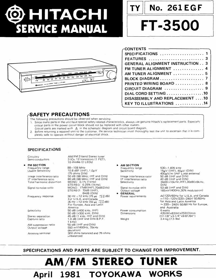 Hitachi FT 3500 Service Manual