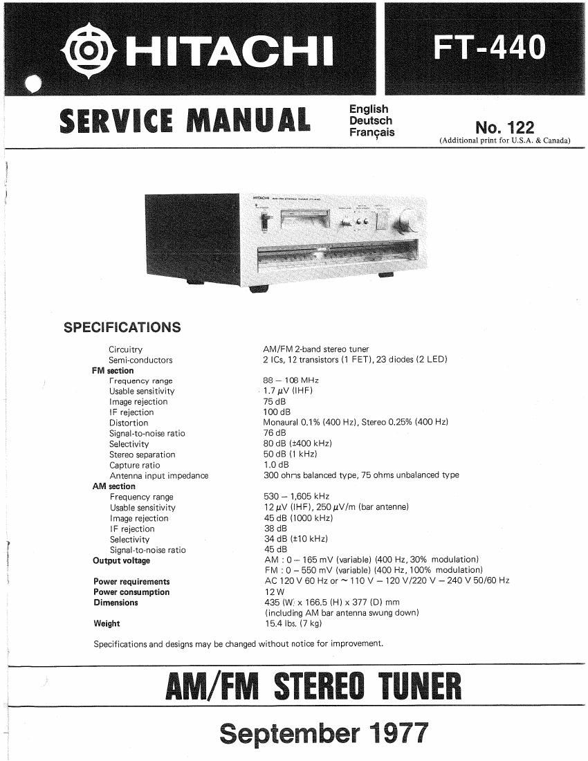 Hitachi FT 440 Service Manual