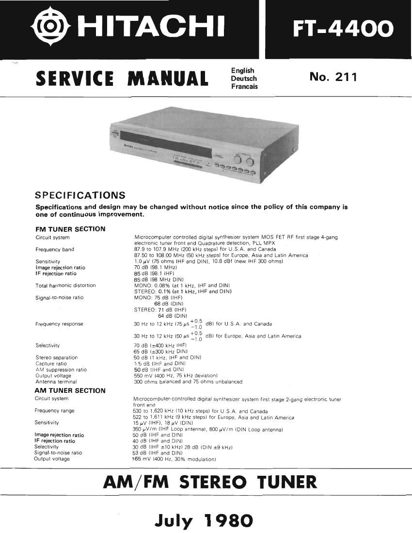 Hitachi FT 4400 Service Manual