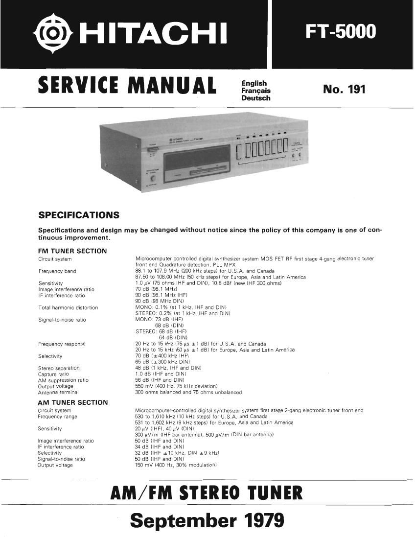 Hitachi FT 5000 Service Manual