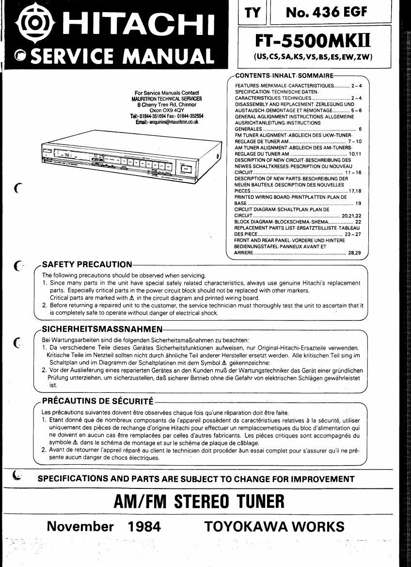 Hitachi FT 5500 Mk2 Service Manual