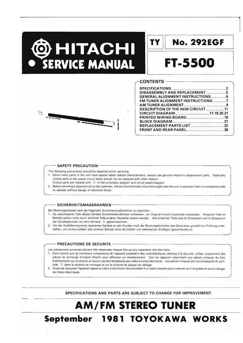 Hitachi FT 5500 Service Manual