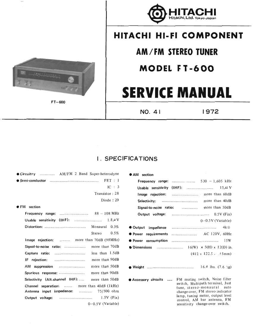 Hitachi FT 600 Service Manual