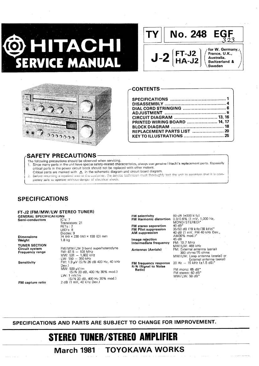 Hitachi FT J2 Service Manual