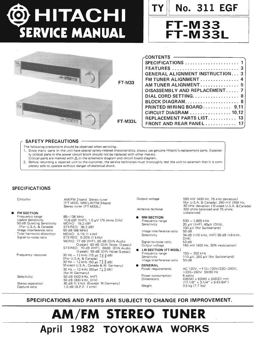 Hitachi FTM 33 L Service Manual