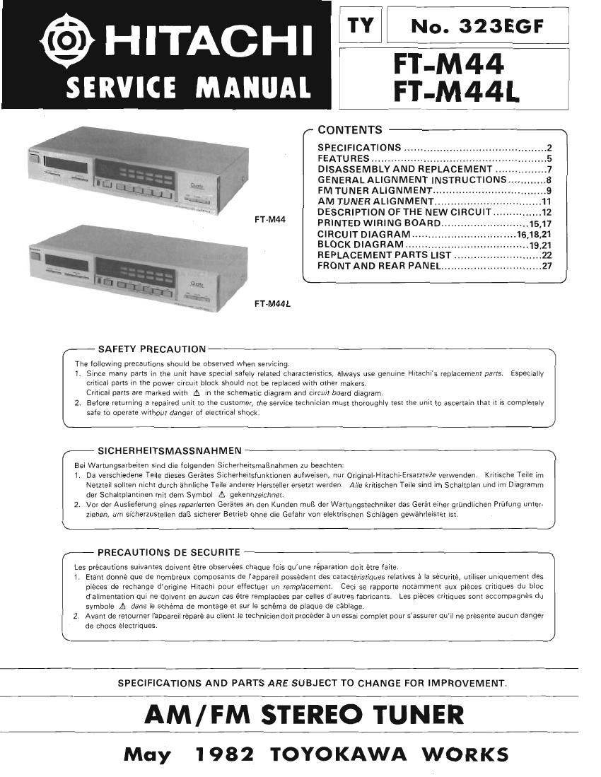 Hitachi FTM 44 L Service Manual