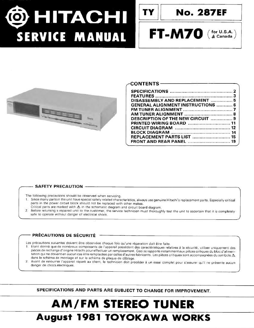 Hitachi FTM 70 Service Manual