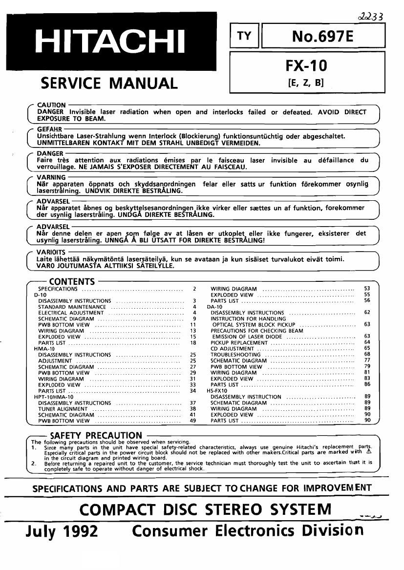 Hitachi FX 10 Service Manual