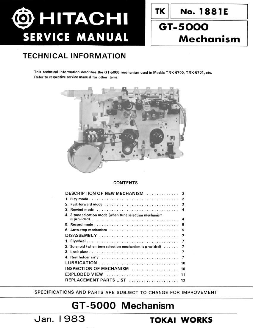 Hitachi GT 5000 Service Manual
