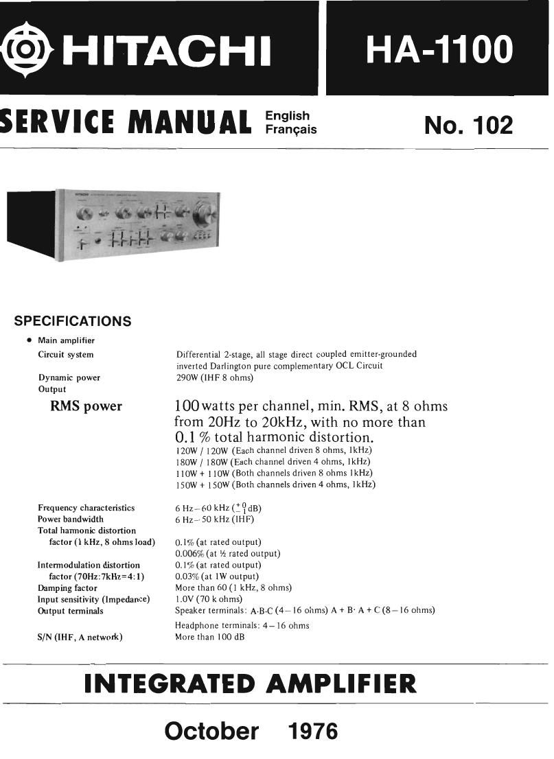 Hitachi HA 1100 Service Manual