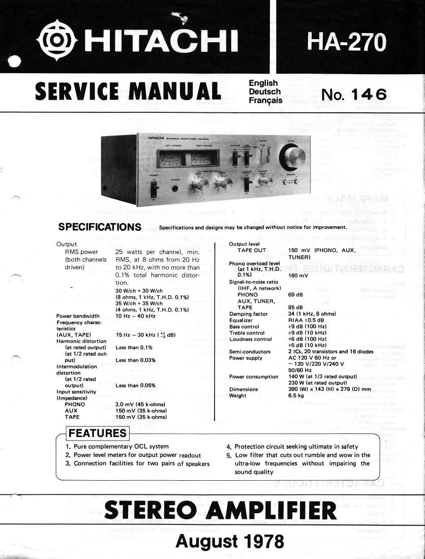 Hitachi HA 270 Service Manual