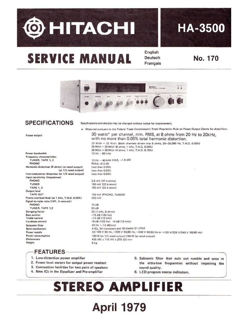Hitachi HA 3500 Service Manual