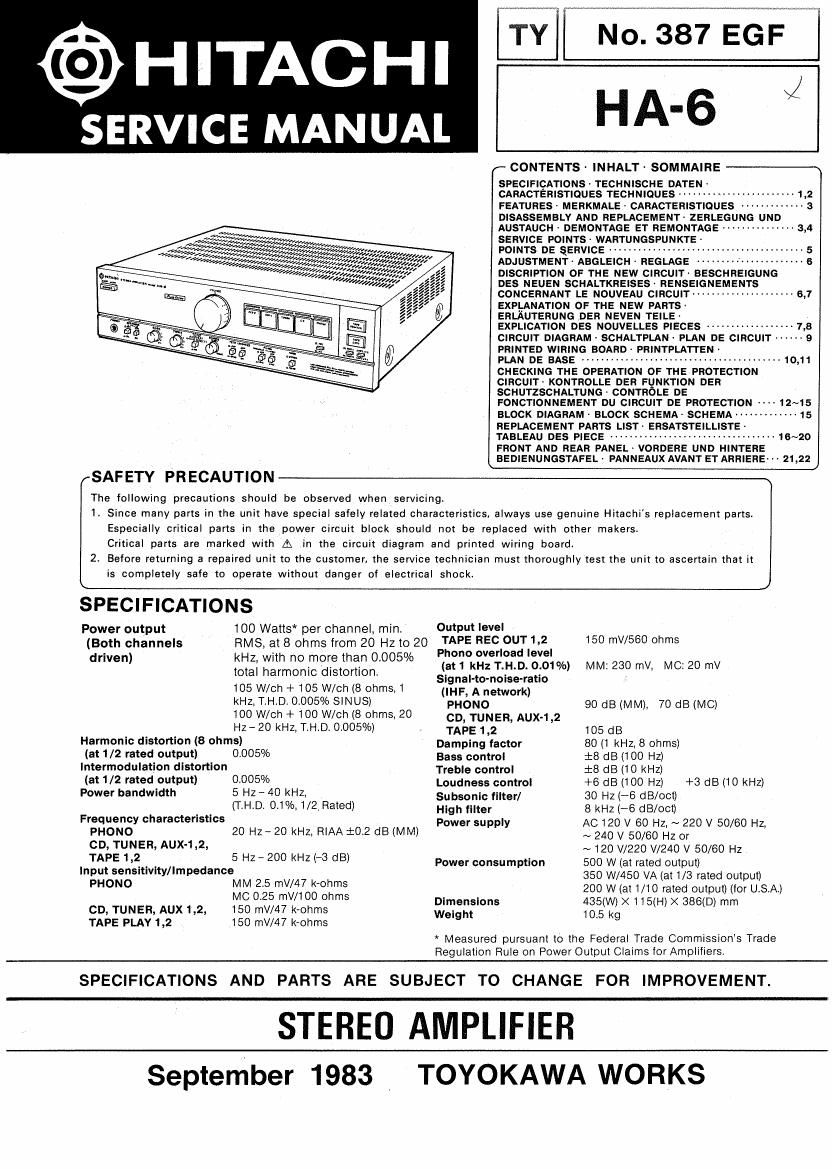 Hitachi HA 6 Schematic