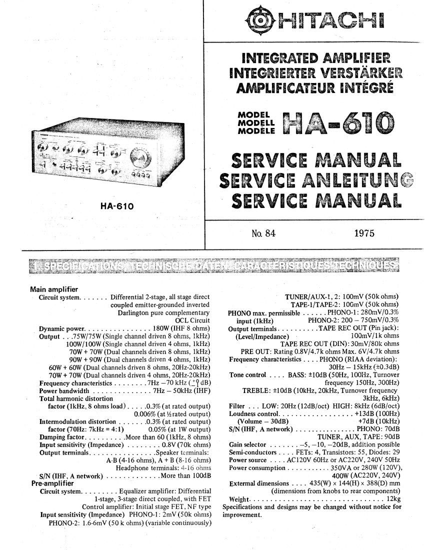 Hitachi HA 610 Service Manual