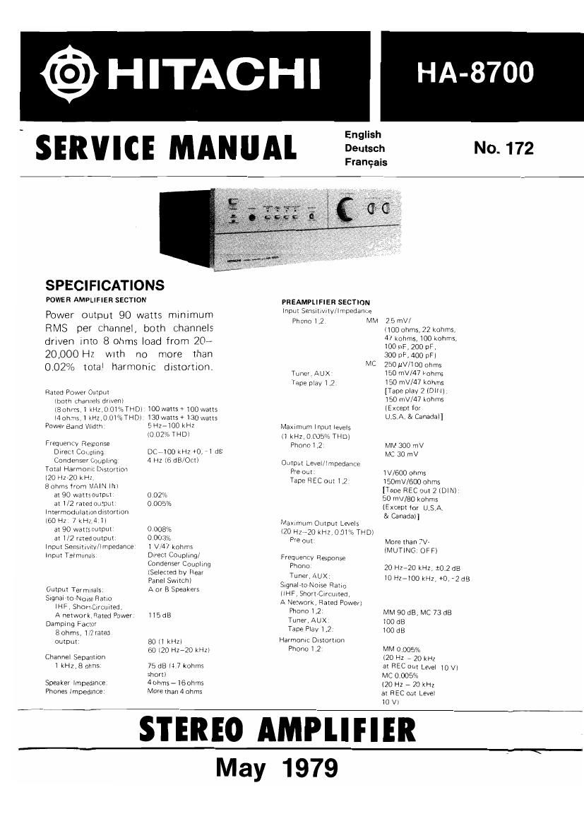 Hitachi HA 8700 Service Manual