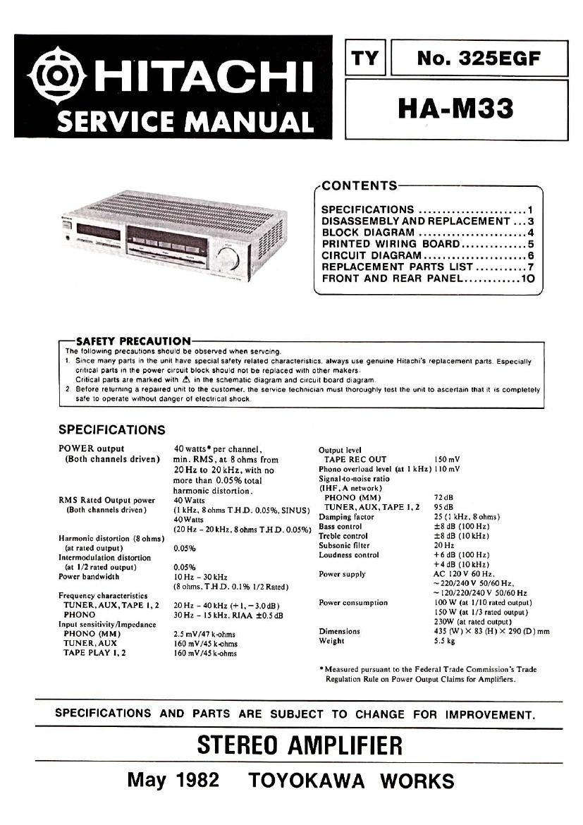 Hitachi HA M33 Service Manual