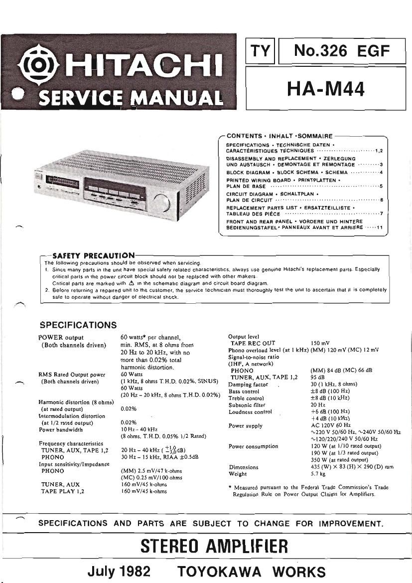 Hitachi HA M44 Service Manual
