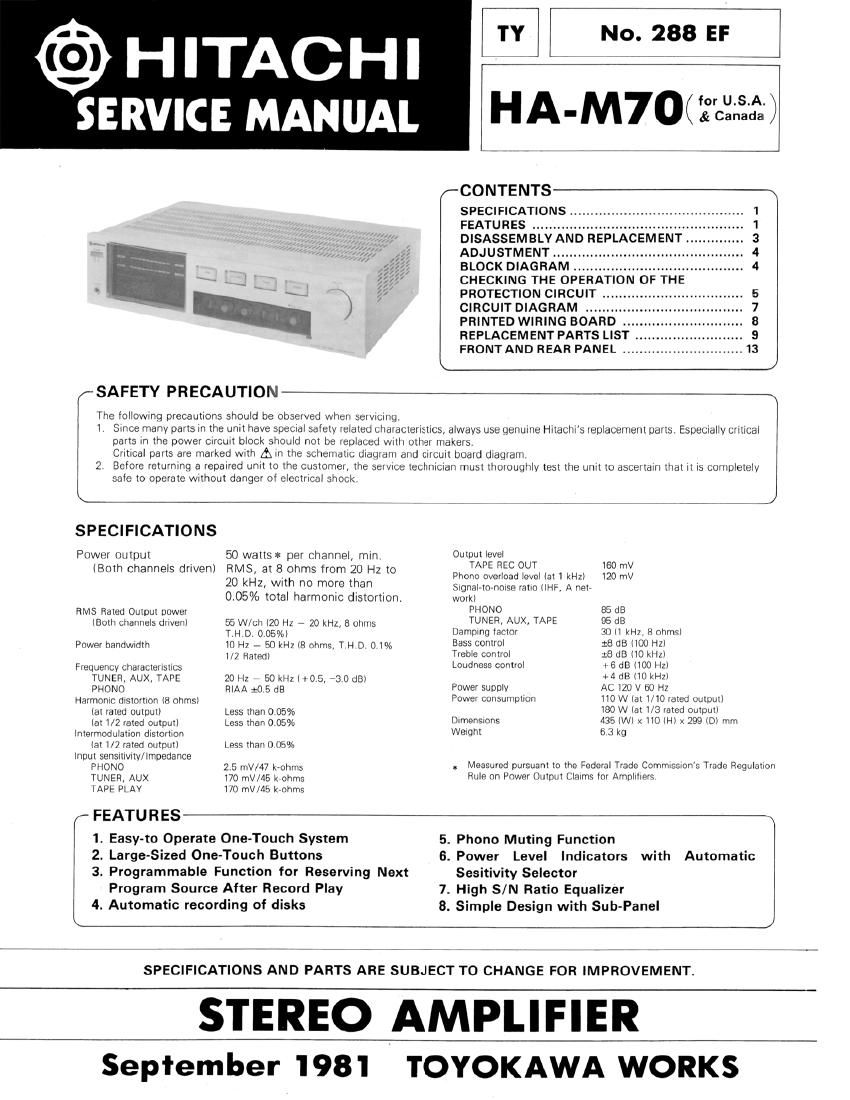 Hitachi HAM 70 Service Manual