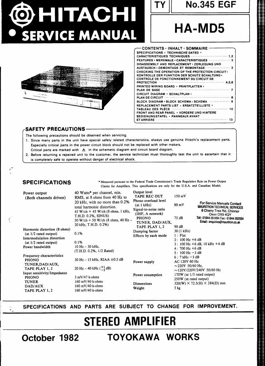 Hitachi HAMD 5 Service Manual