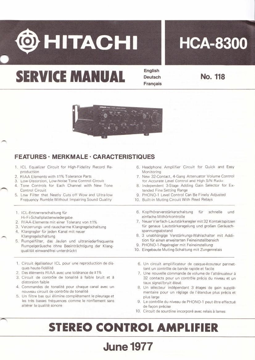 Hitachi HCA 8300 Service Manual