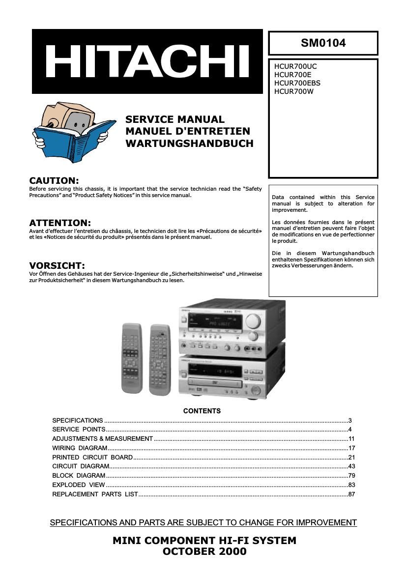 Hitachi HCUR 700 UC Service Manual
