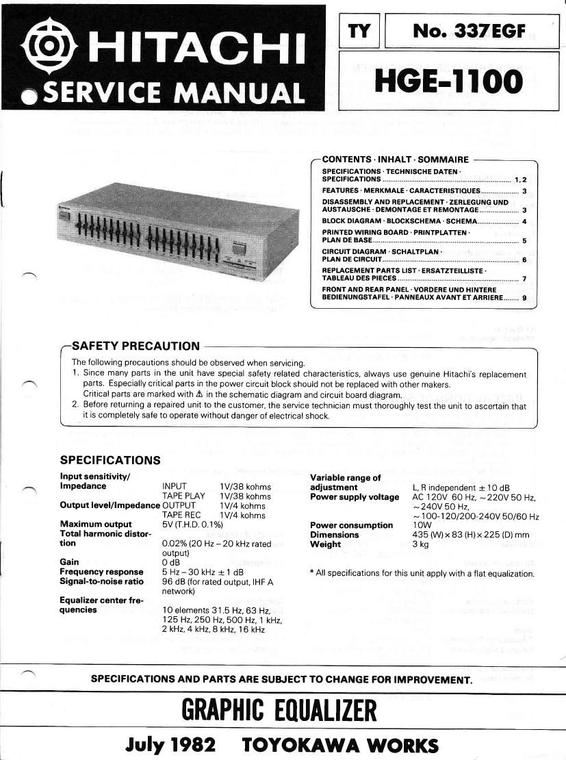 Hitachi HGE 1100 Service Manual