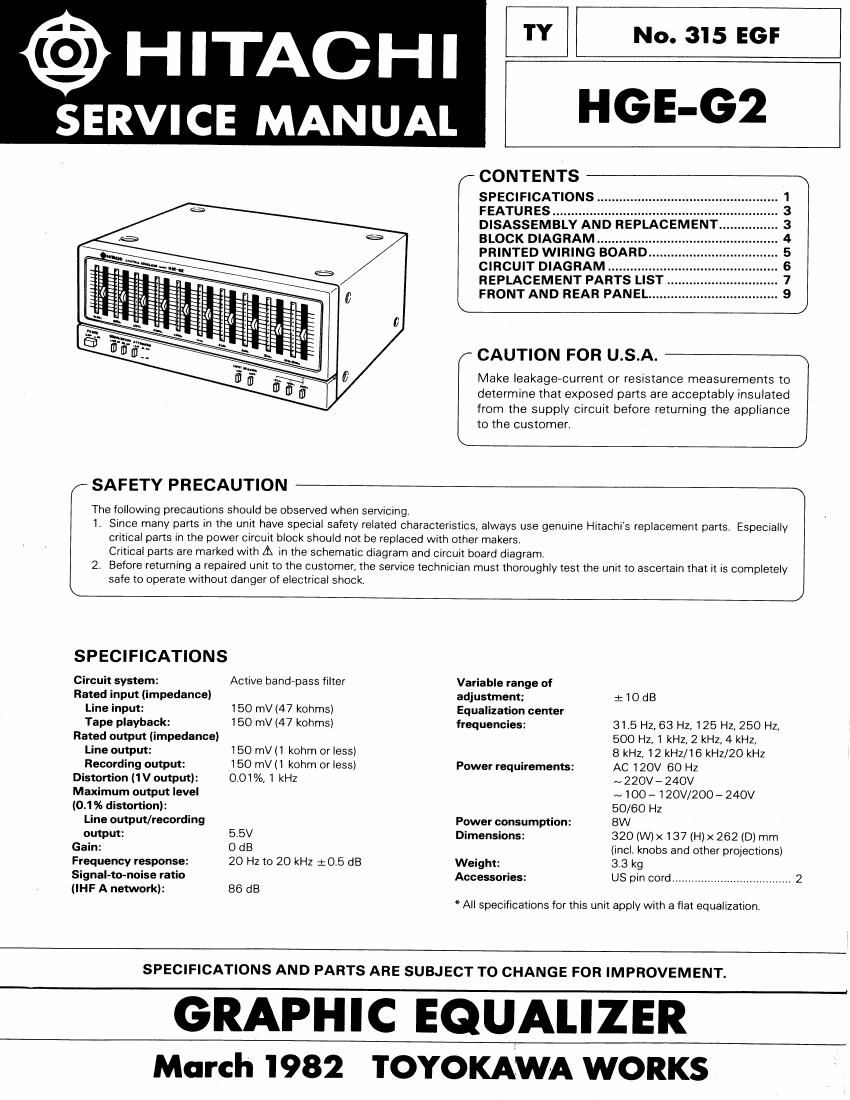 Hitachi HGEG 2 Service Manual