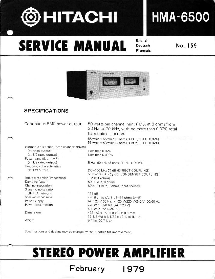 Hitachi HMA 6500 Service Manual