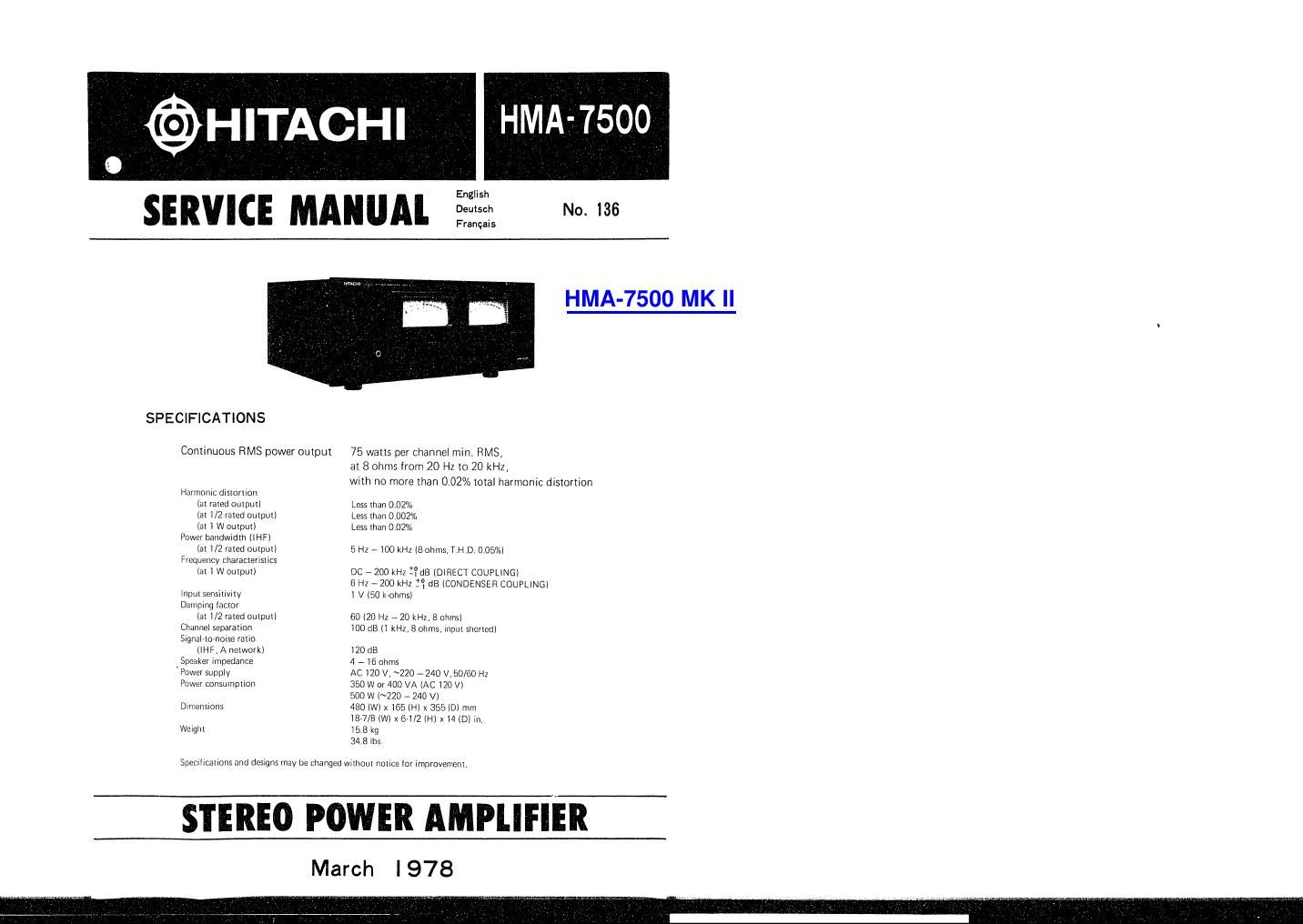 Hitachi HMA 7500 Service Manual