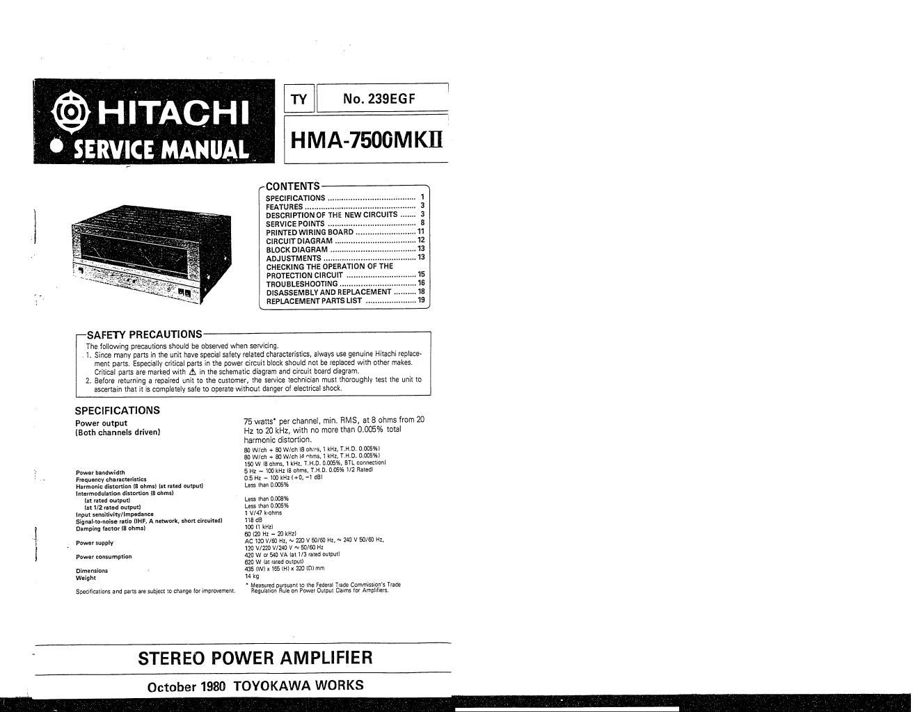 Hitachi HMA 7500 Mk2 Service Manual
