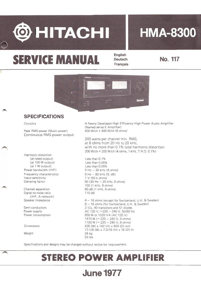 Hitachi HMA 8300 Service Manual
